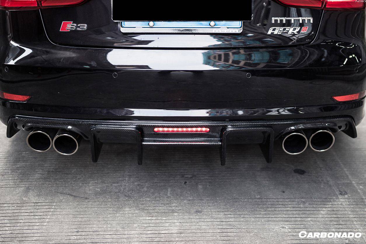 2013-2016 Audi S3 A3 Sline Sedan BKSS Style Carbon Fiber Rear Lip Diffuser - Carbonado