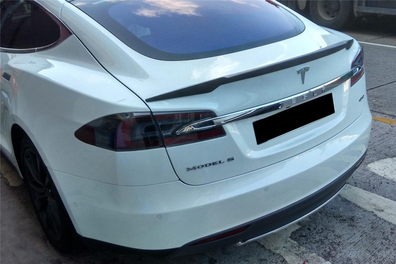 2012-2015 Tesla Model S RS Style Carbon Fiber Trunk Spoiler - Carbonado