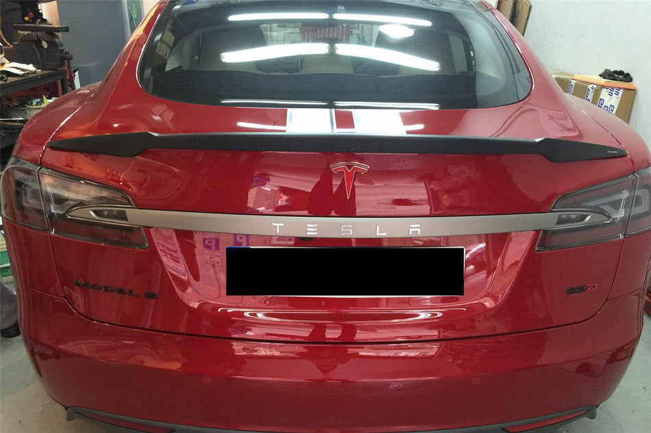 2012-2015 Tesla Model S RS Style Carbon Fiber Trunk Spoiler - Carbonado