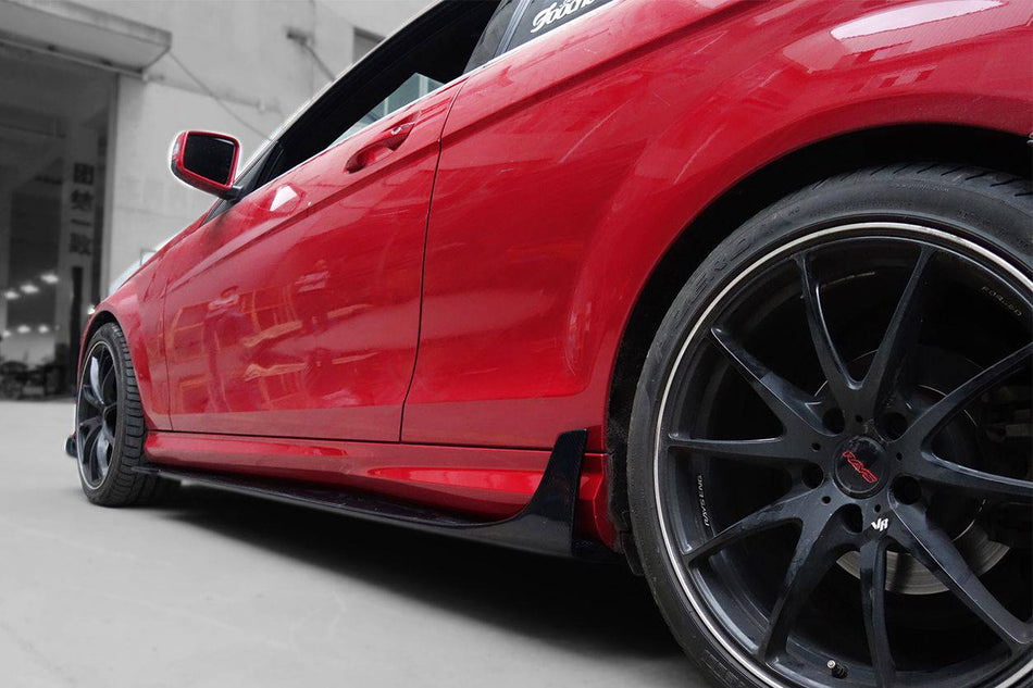 2012-2014 Mercedes Benz W204 C63 AMG C Class Coupe DP Style Side Skirts Under Board - Carbonado