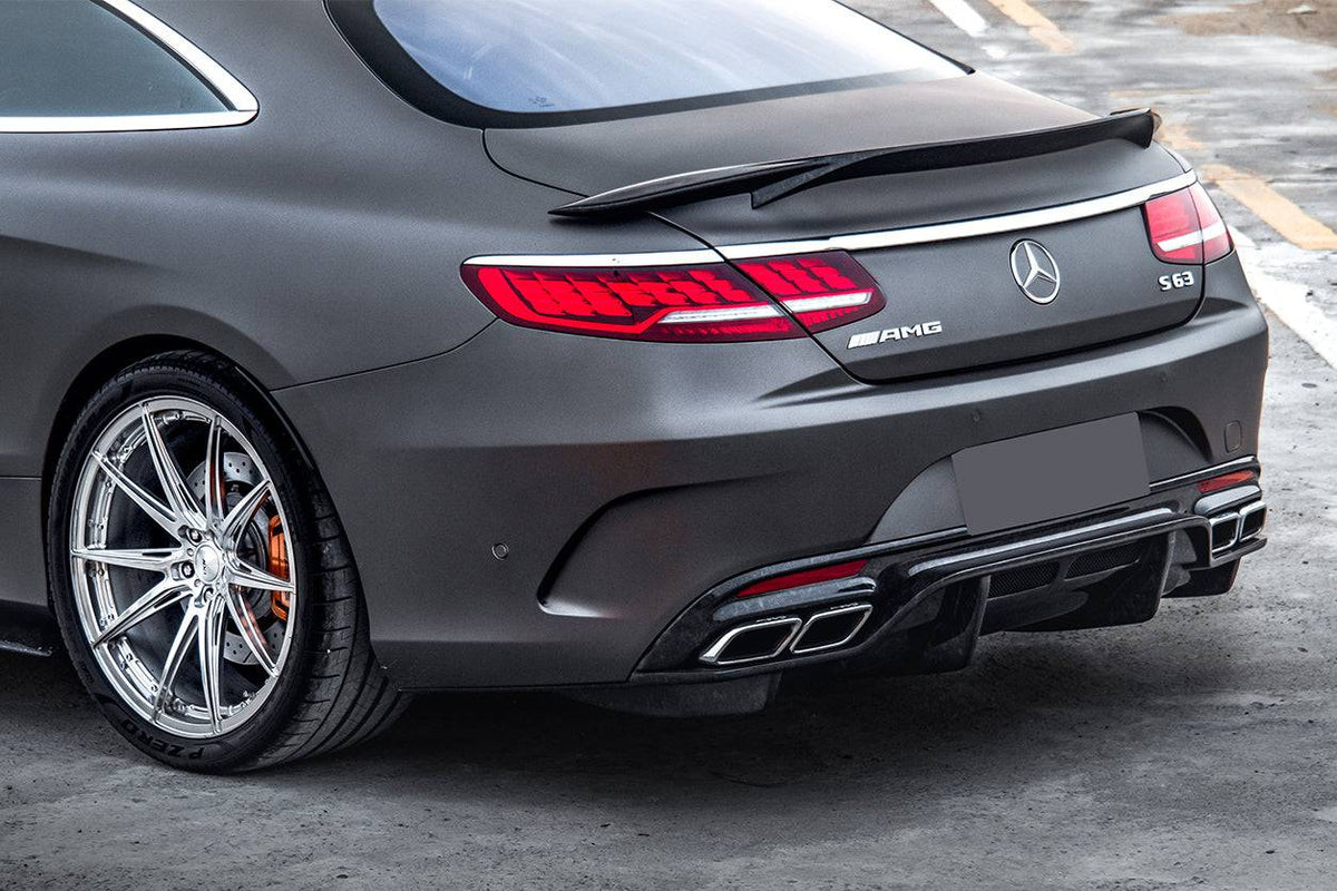 2014-2021 Mercedes Benz S63 S Class C217 Coupe RT Style Carbon Fiber Trunk Spoiler - Carbonado