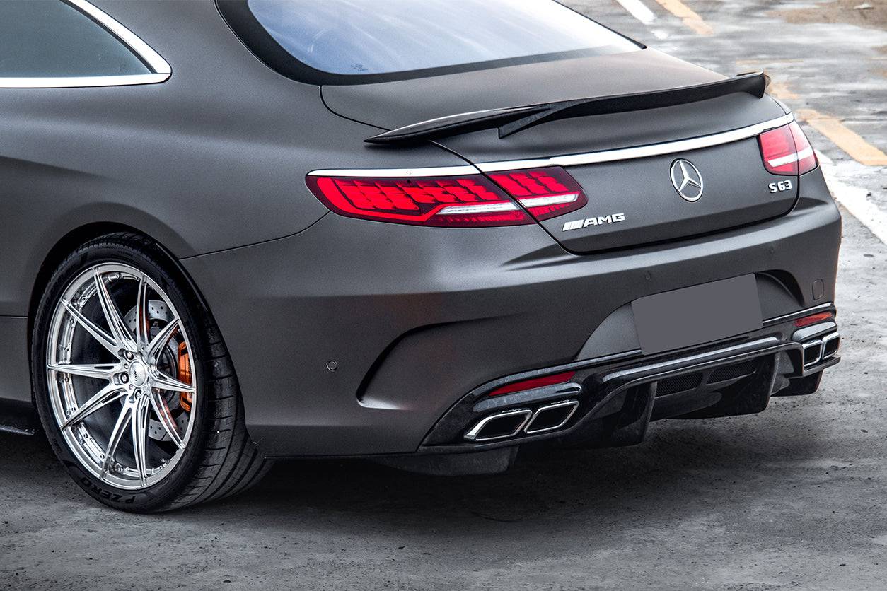 2014-2021 Mercedes Benz S63 S Class C217 Coupe RT Style Carbon Fiber Trunk Spoiler - Carbonado