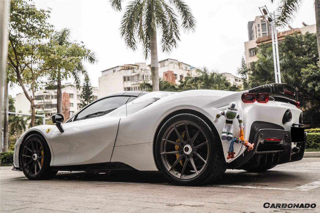 2020-UP Ferrari SF90 Stradale Assetto Fiorano Style DRY Carbon Fiber Trunk Spoiler - Carbonado Aero