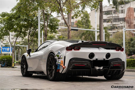 2020-UP Ferrari SF90 Stradale Assetto Fiorano Style DRY Carbon Fiber Trunk Spoiler - Carbonado Aero