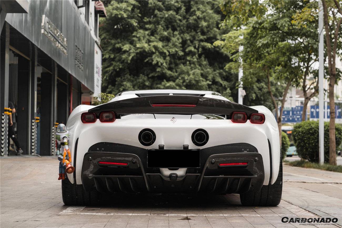 2020-UP Ferrari SF90 Stradale Assetto Fiorano Style DRY Carbon Fiber Trunk Spoiler - Carbonado Aero