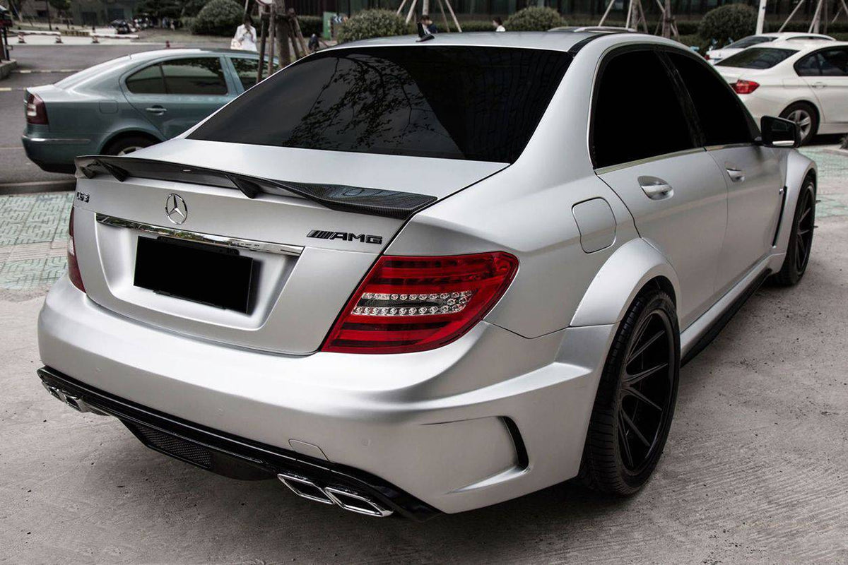 2008-2014 Mercedes Benz W204 C Class/ C63 AMG Sedan RT Style Carbon Fiber Trunk Spoiler - Carbonado