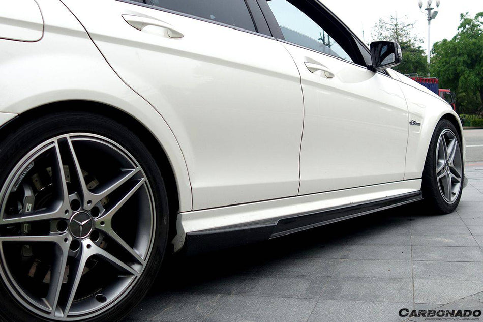 2008-2014 Mercedes Benz W204 C63 AMG Sedan VS Style Carbon Fiber Side Skirts